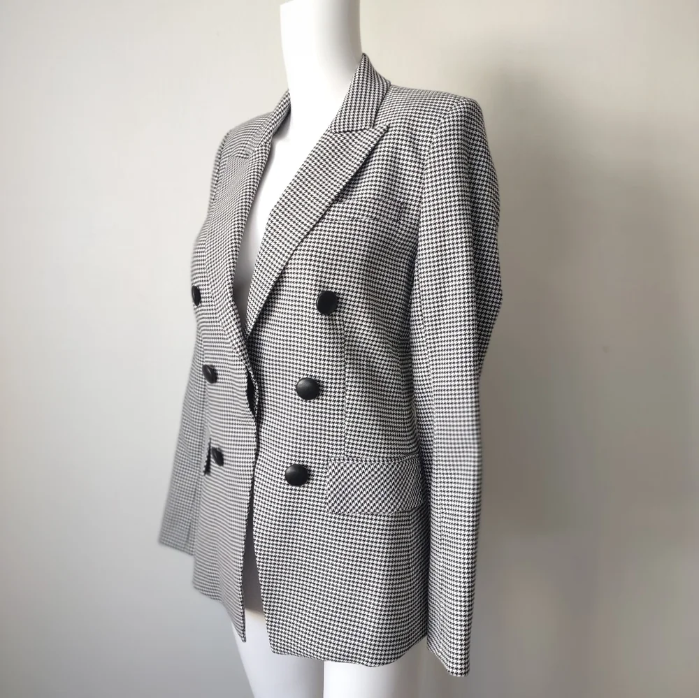 Veronica Beard 0 Leon Dickey Blazer houndstooth tweed black tweed